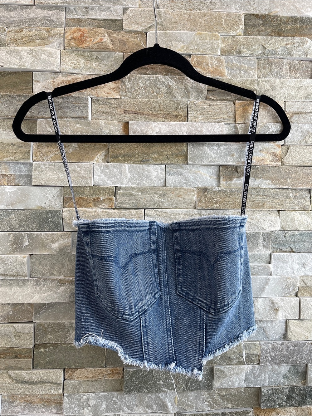 Versace Jeans Couture Women's Denim Crop Corset Top 🇨🇦